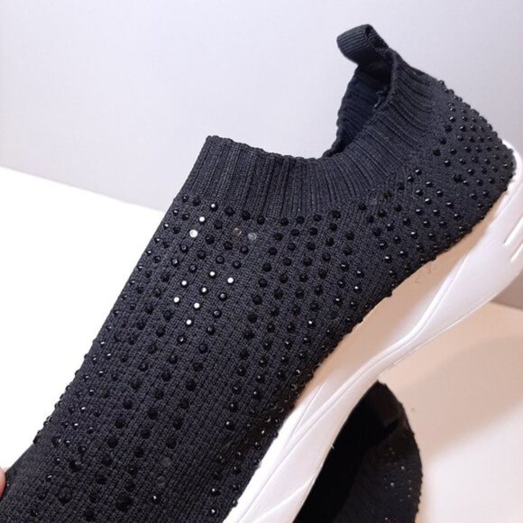 Alia Womens Size 8 Black Glitter Shoes Sparkle Studded Casual Slip On Sneakers - Picture 9 of 14